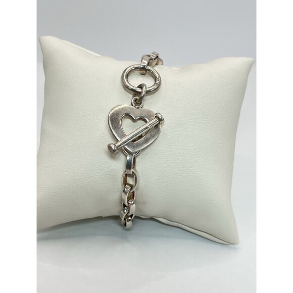 Sterling Silver 925 Silpada Heart Charm Bracelet Toggle Clasp Vintage Retired - Picture 2 of 8